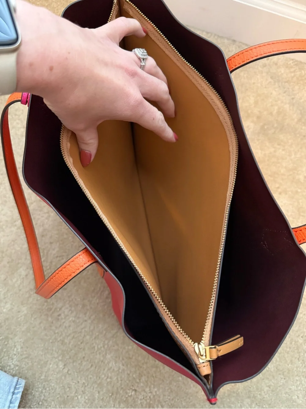 Tory Burch Perry Color-Block Triple-Compartment Tote